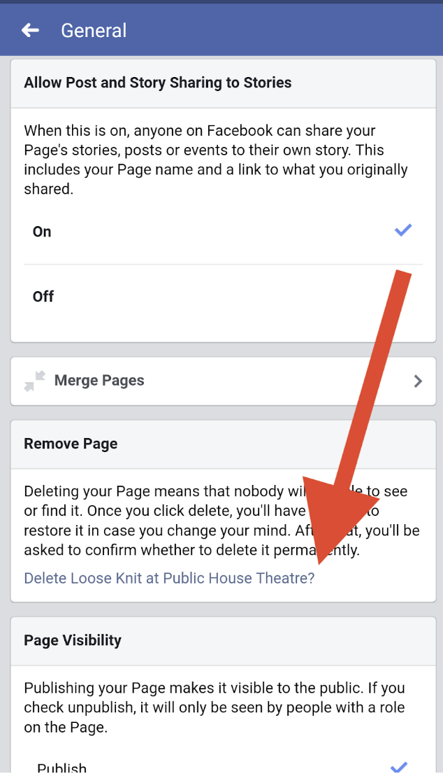 how do i remove a facebook page i created